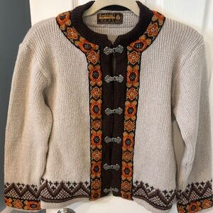 Vintage Nordstrikk Made in Norway Wool Cardigan with Metal Clasps